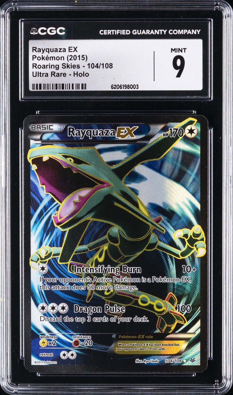 2015 ROARING SKIES #104 RAYQUAZA EX CGC 9