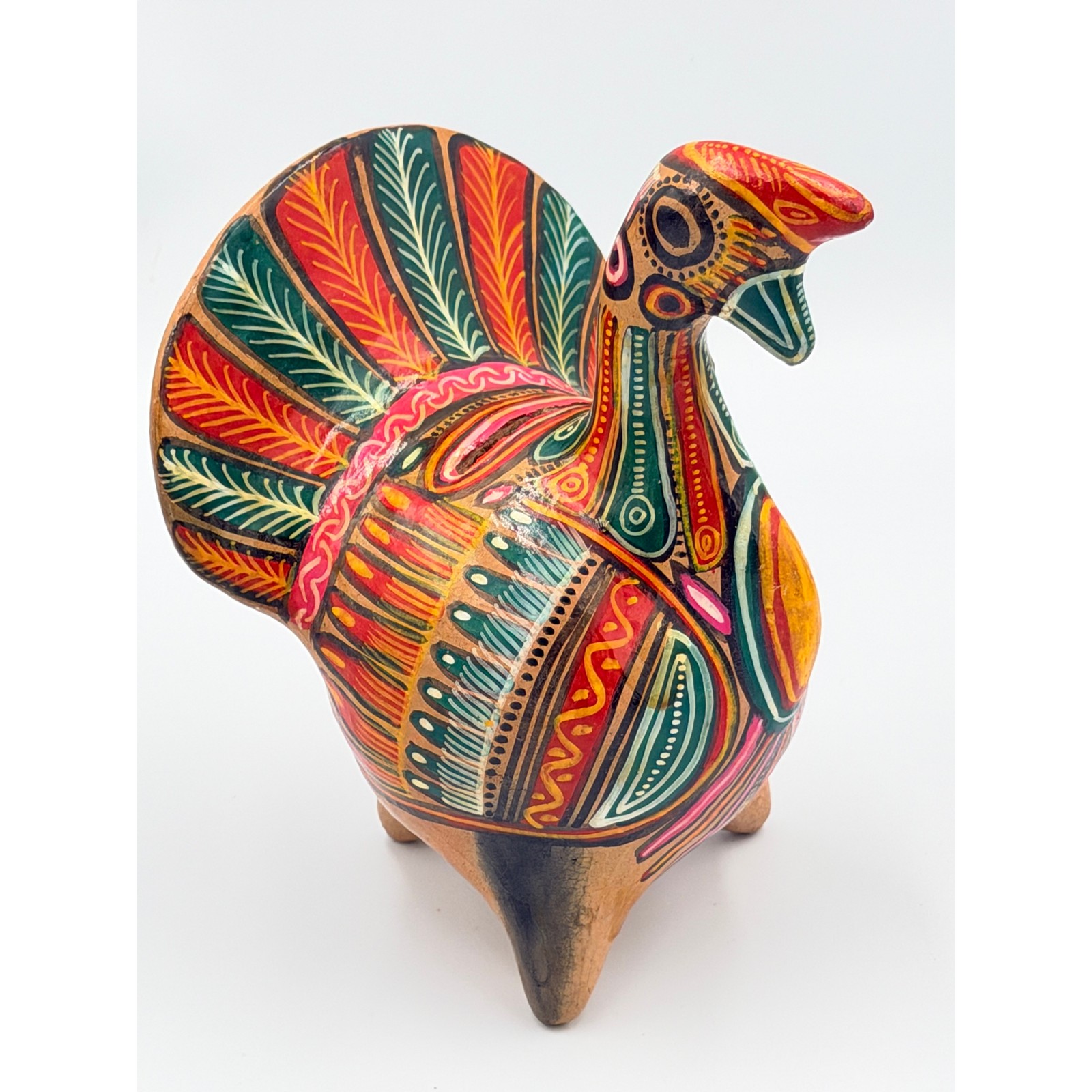 Vintage Mexican Folk art Turkey Money Coin Bank Tonala Pottery Decor