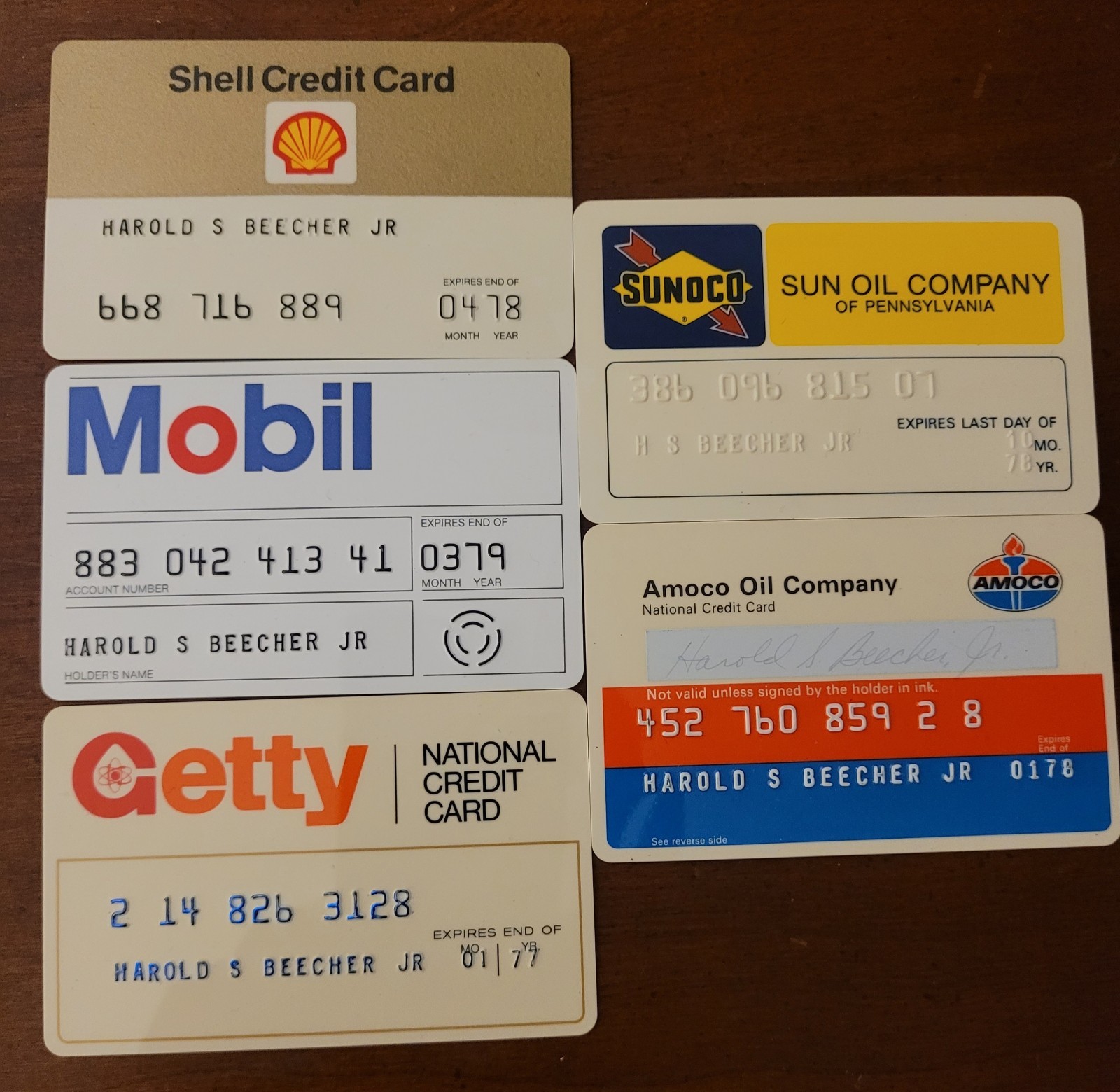 5 Vintage  Gas Oil Credit Charge Cards