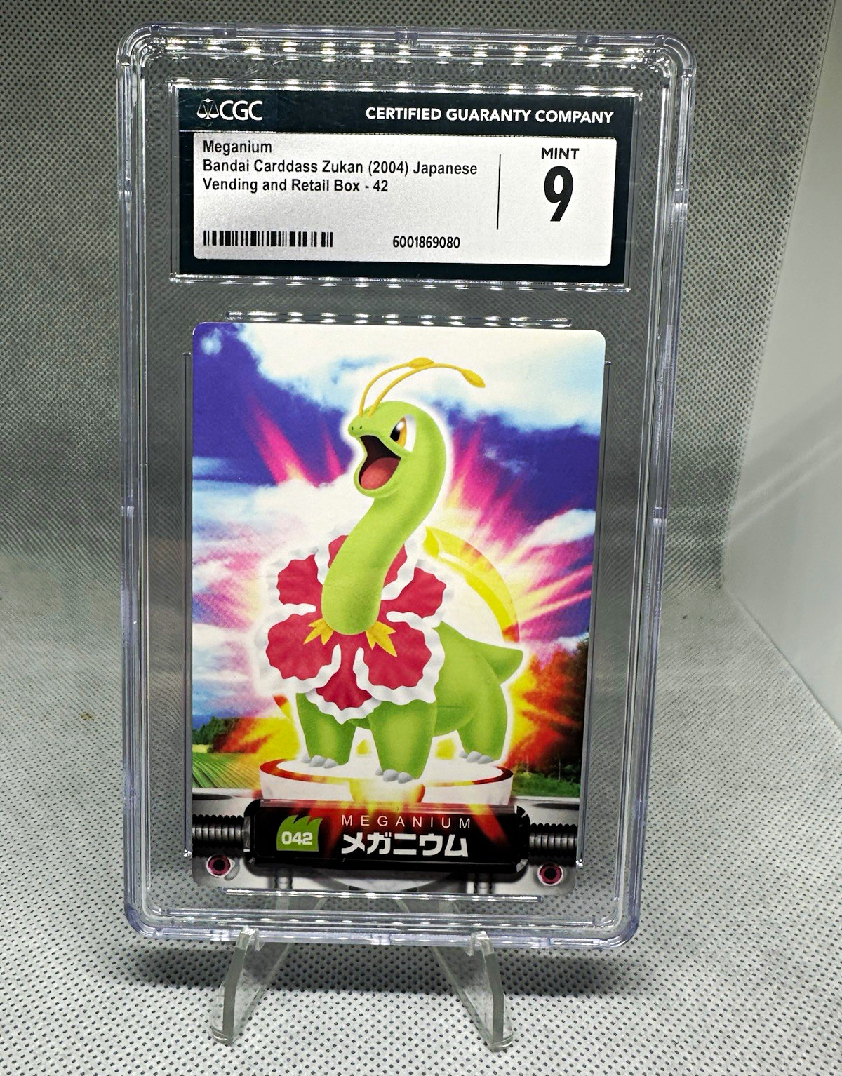 Pokemon CGC 9 2004 Bandai Carddass Zukan #42 Meganium Japanese