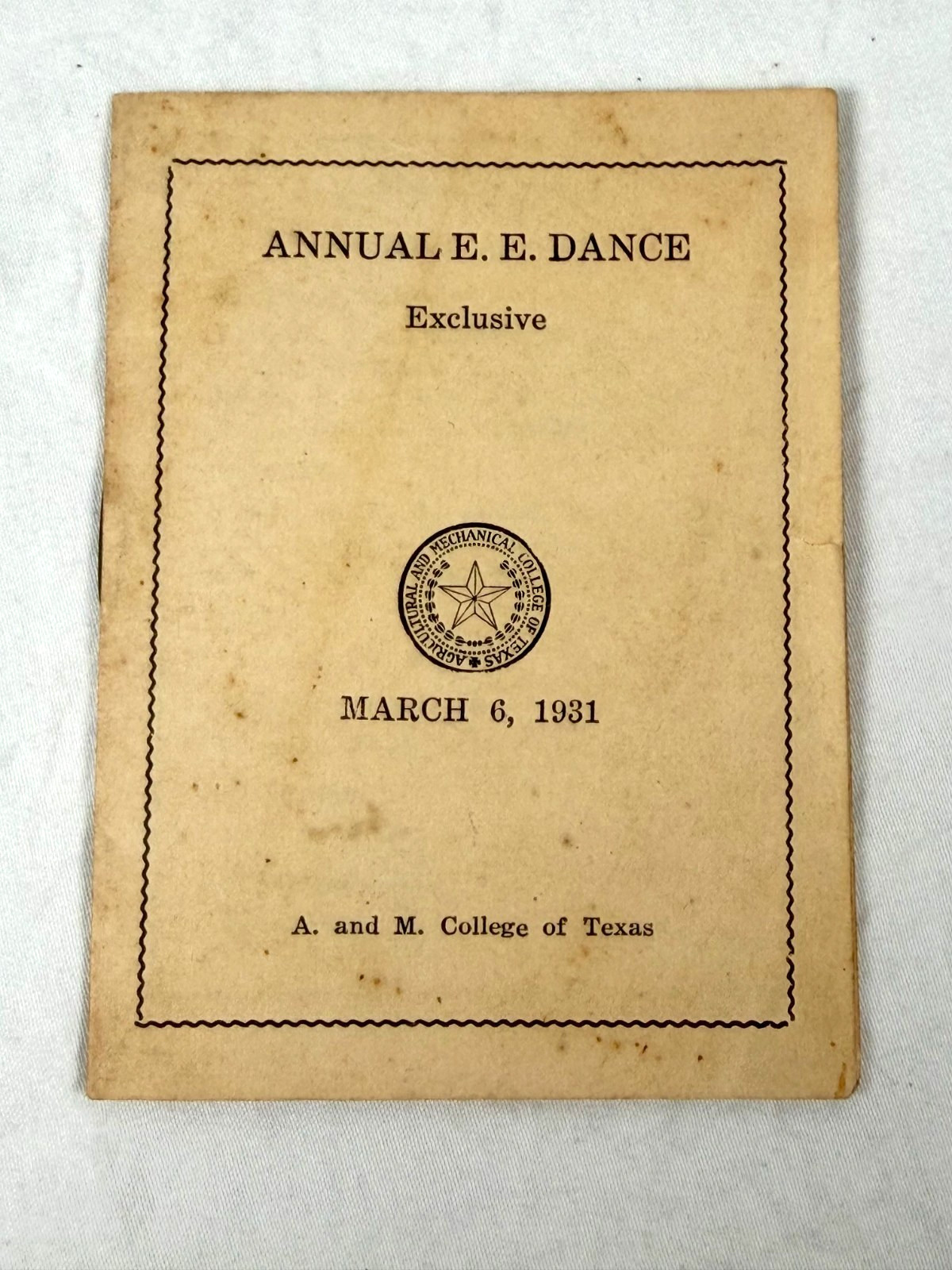 1931 Texas A&M College Electrical Engineering Dance Card Program Aggie Ephemera