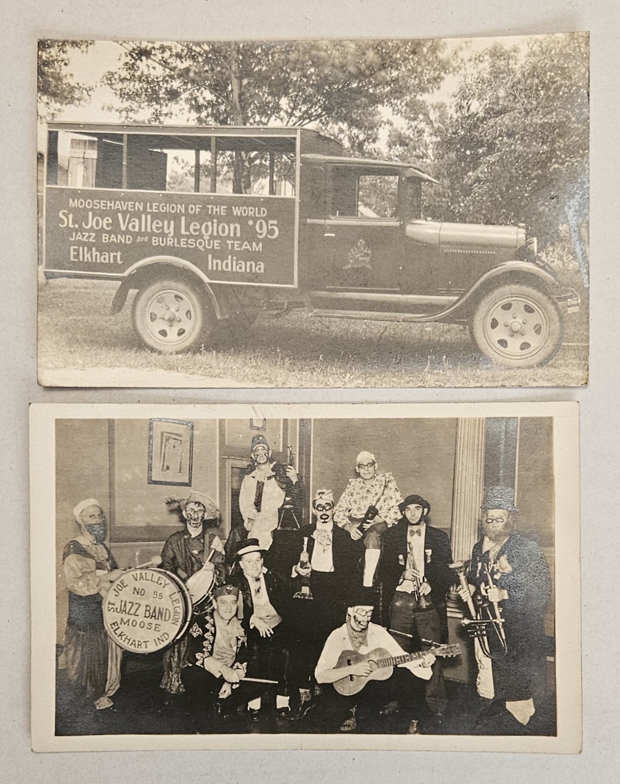 c.1920s Elkhart Indiana Moose Legion Jazz Band Burlesque Team RPPC