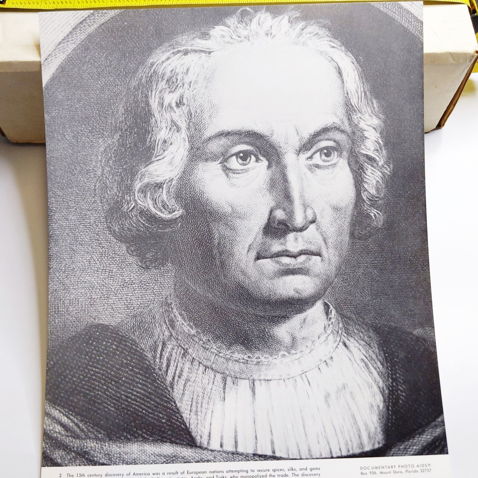 1891 Christopher Columbus Portrait Engraved Henri Lefort 11x14