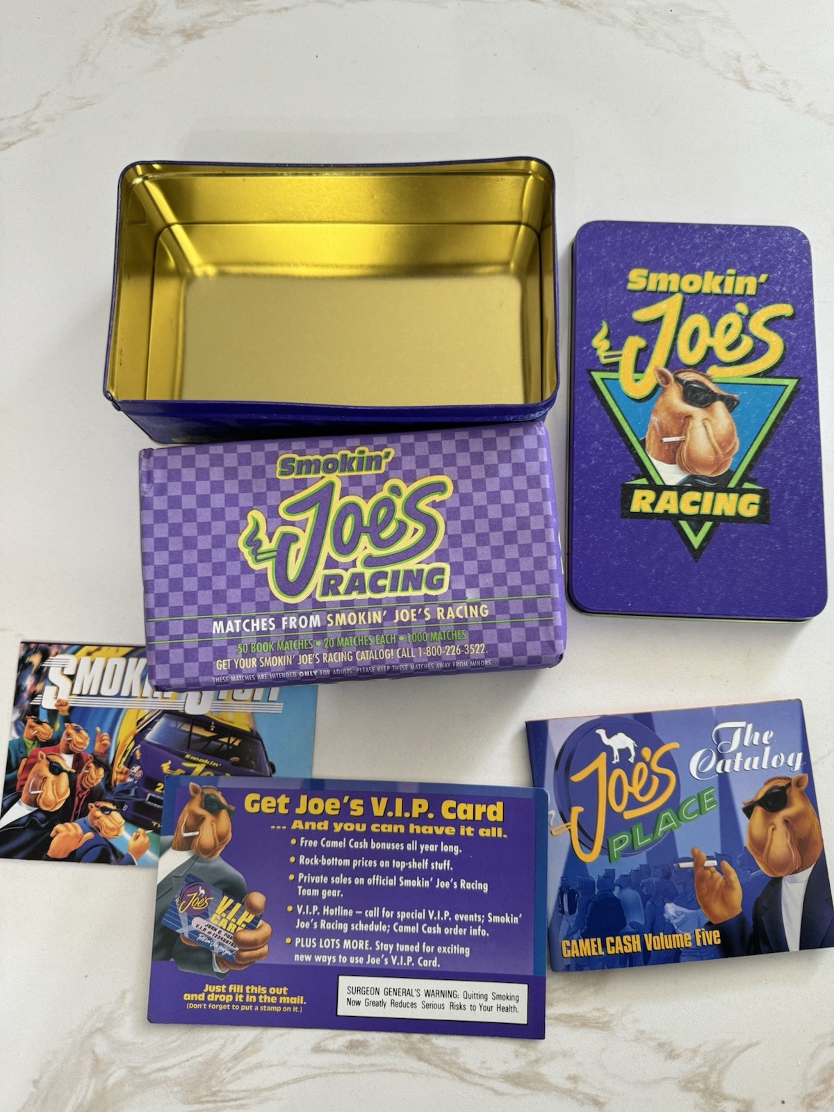 Vintage 1994 Camel Smokin Joe\'s Racing Tin 50 Sealed Matchbooks NASCAR Promo