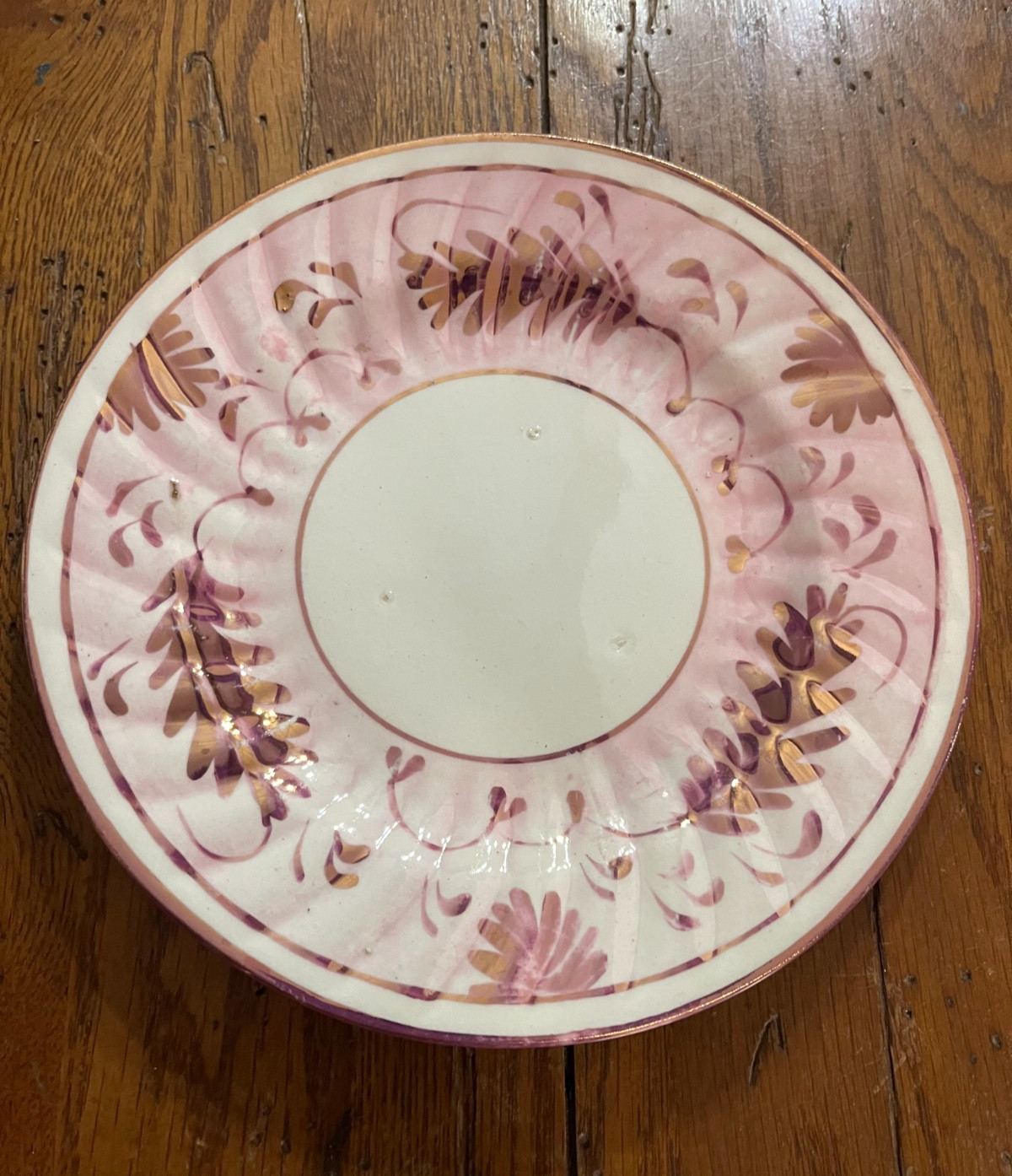 VINTAGE PINK & GOLD LUSTERWARE PLATE 7.75\