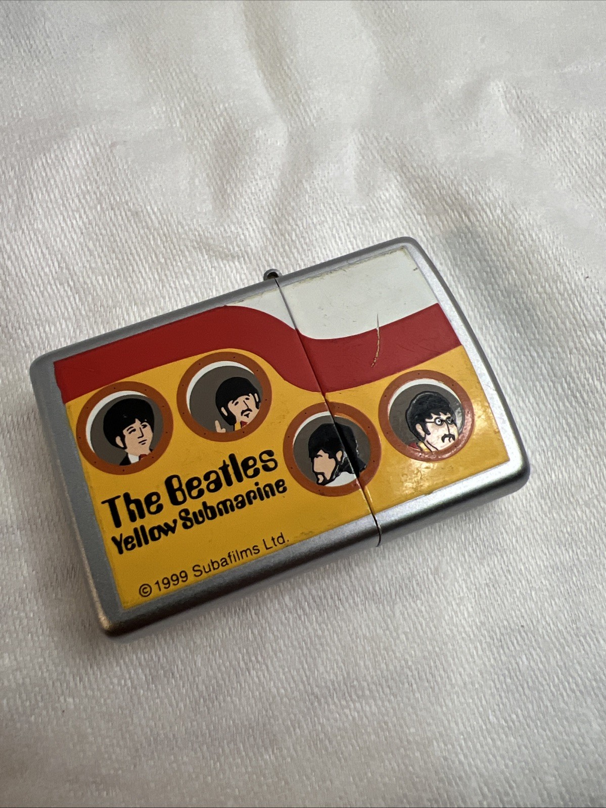 VTG 2001 Zippo Beatles Yellow Submarine Lighter Satin Chrome USA