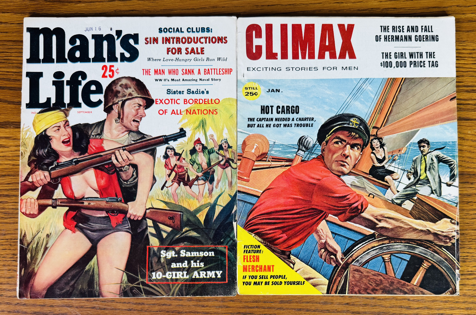 LOT OF 2 1959 MEN'S MAGAZINES MAN'S LIFE MAGAZINE SEPTEMBER 10 GIRL ARMY WOMEN