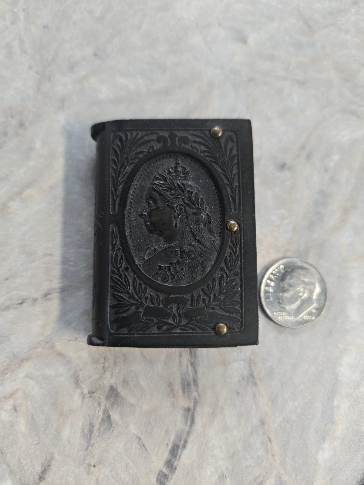 Antique Queen Victoria Era Vulcanite Pocket Match Safe