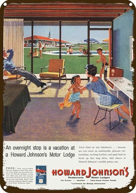 1959 HOWARD JOHNSON\'S Restaurant & Motel Vntg-Look DECORATIVE REPLICA METAL SIGN