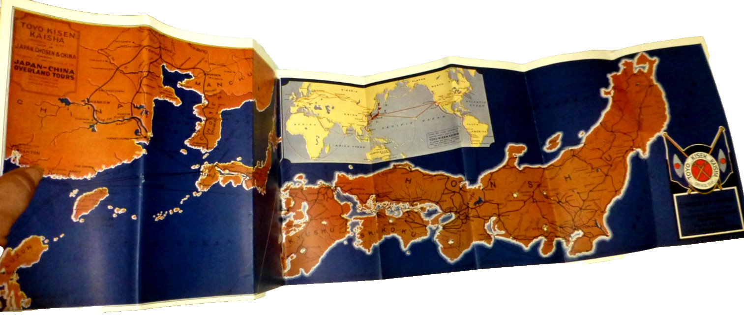 PAMPHLET STEAM SHIP ROUTE MAP ILLUSTRATED USA MAP JAPAN TOYO KISEN KAISHA 1920