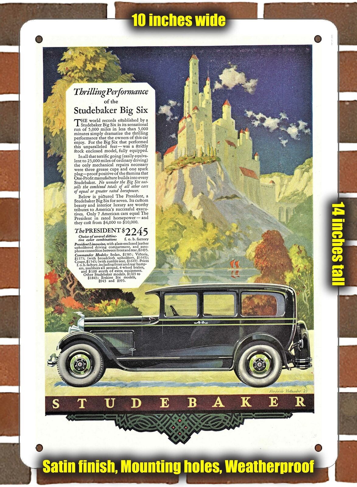 Metal Sign - 1927 Studebaker Big Six President- 10x14 inches