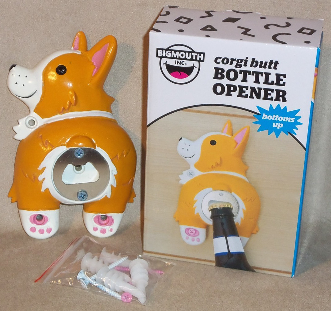 NEW BigMouth Dog Corgi Butt Bottle Opener Wall Mount Resin Humor Pet Funny Gift
