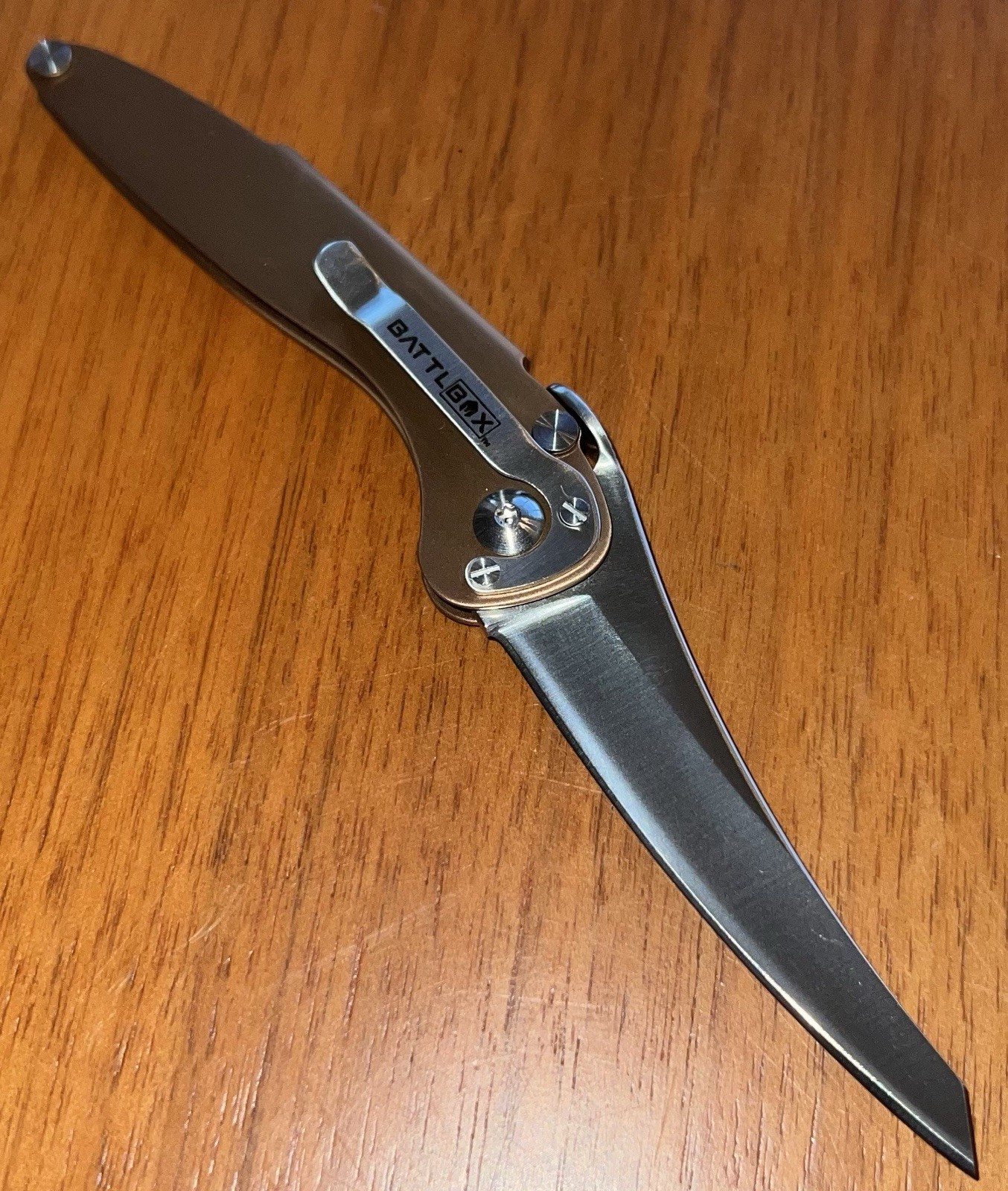NEW- Brous Blades Limited Edition Mini Kami Folding Knife Copper Handle D2 Steel