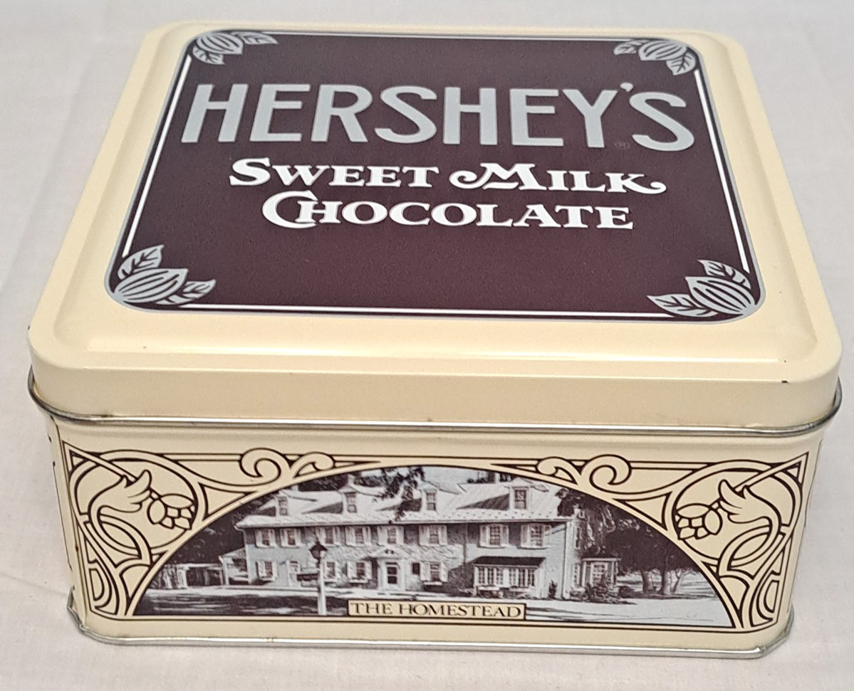 Vtg 1990 Hershy\'s Sweet Milk Chocolate Collectible Tin 1912 Edition 1 Homestead