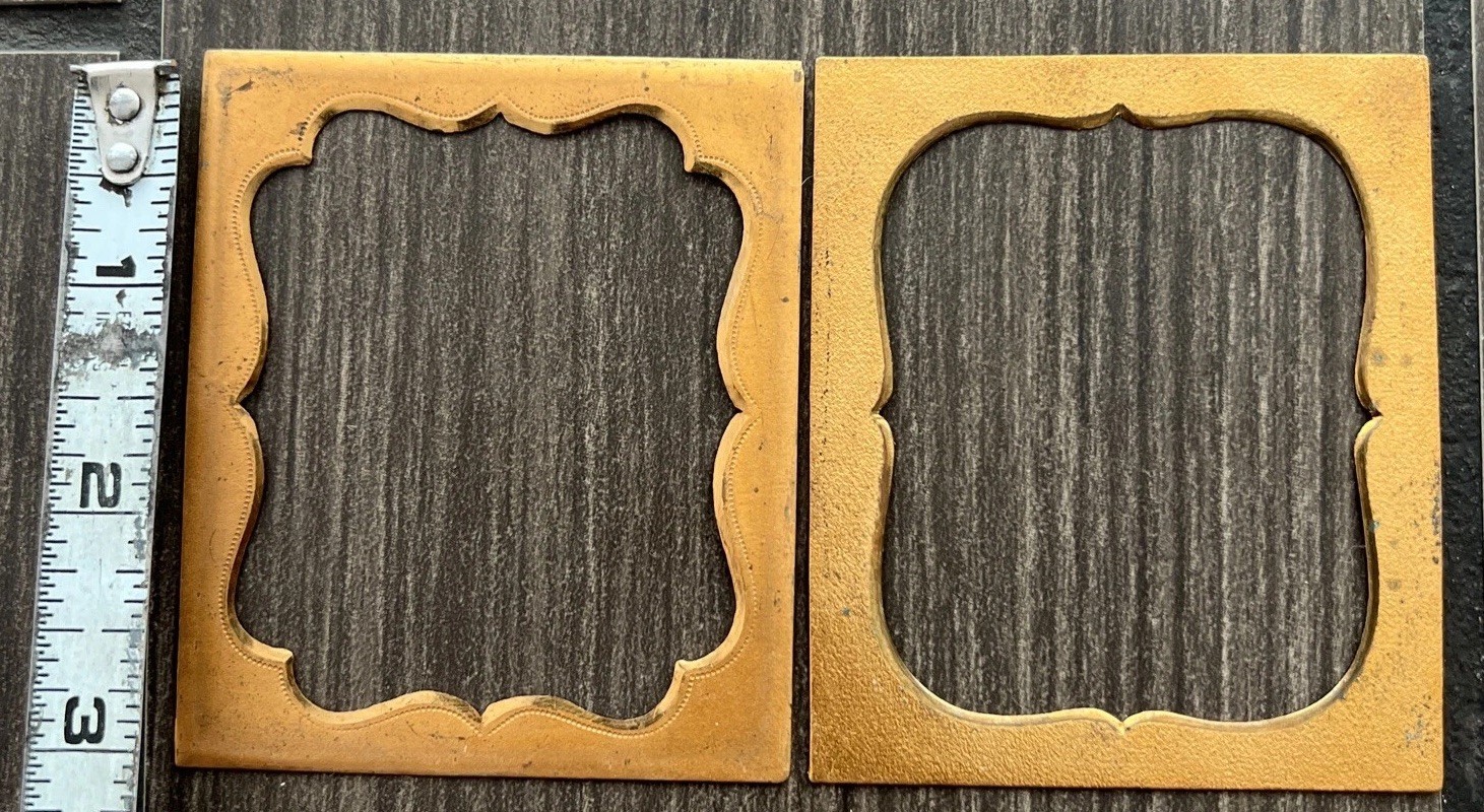 2 Antique 1860s Civil War Daguerreotype Case Brass Preserver Photo Journaling