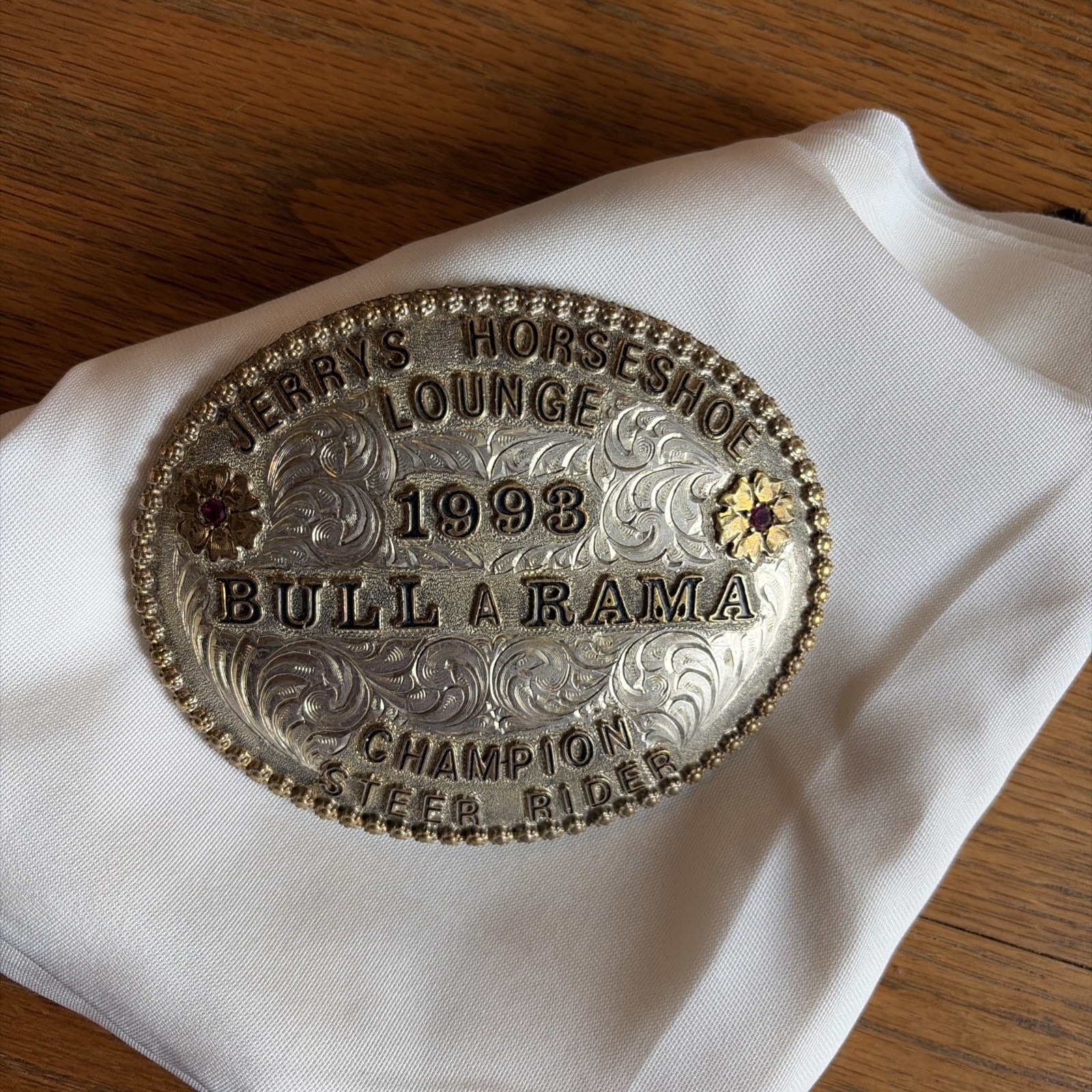 Vintage 1993 Bull A Rama Champion Steer Rider Trophy Belt Buckle Huge 5\