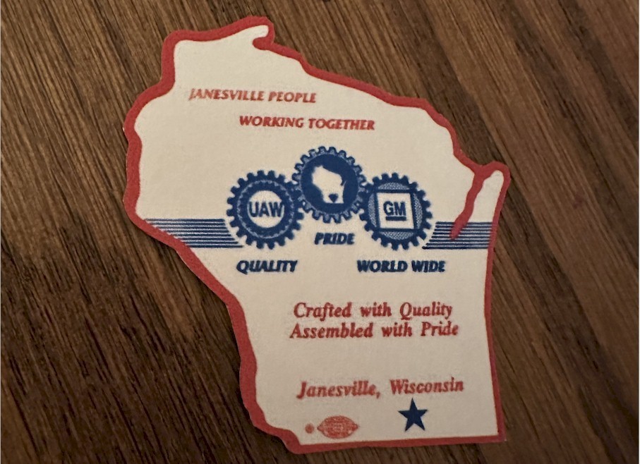 Vintage Janesville WI GM Factory Plant UAW Assembly Door Jamb Sticker Decal NEW