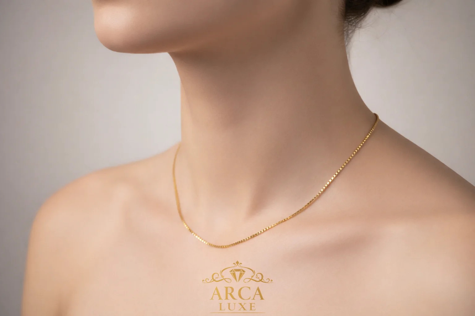 ARCA LUXE Petite Box Chain – 14K Solid Gold.(0.45mm)