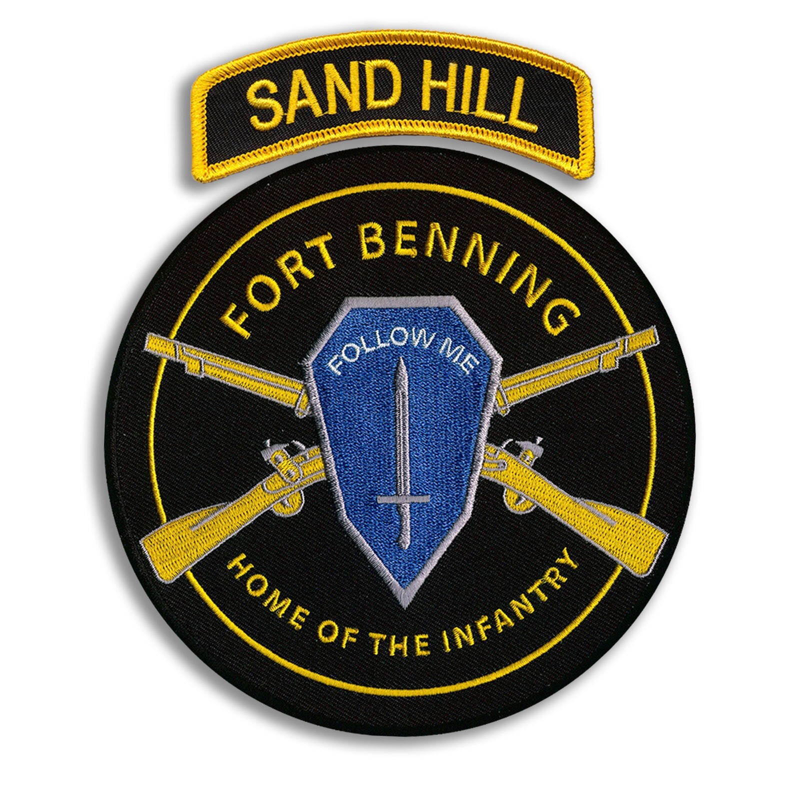 SAND HILL Infantry Embroidered Tab - With Large Home of the Infantry Patch - Wax