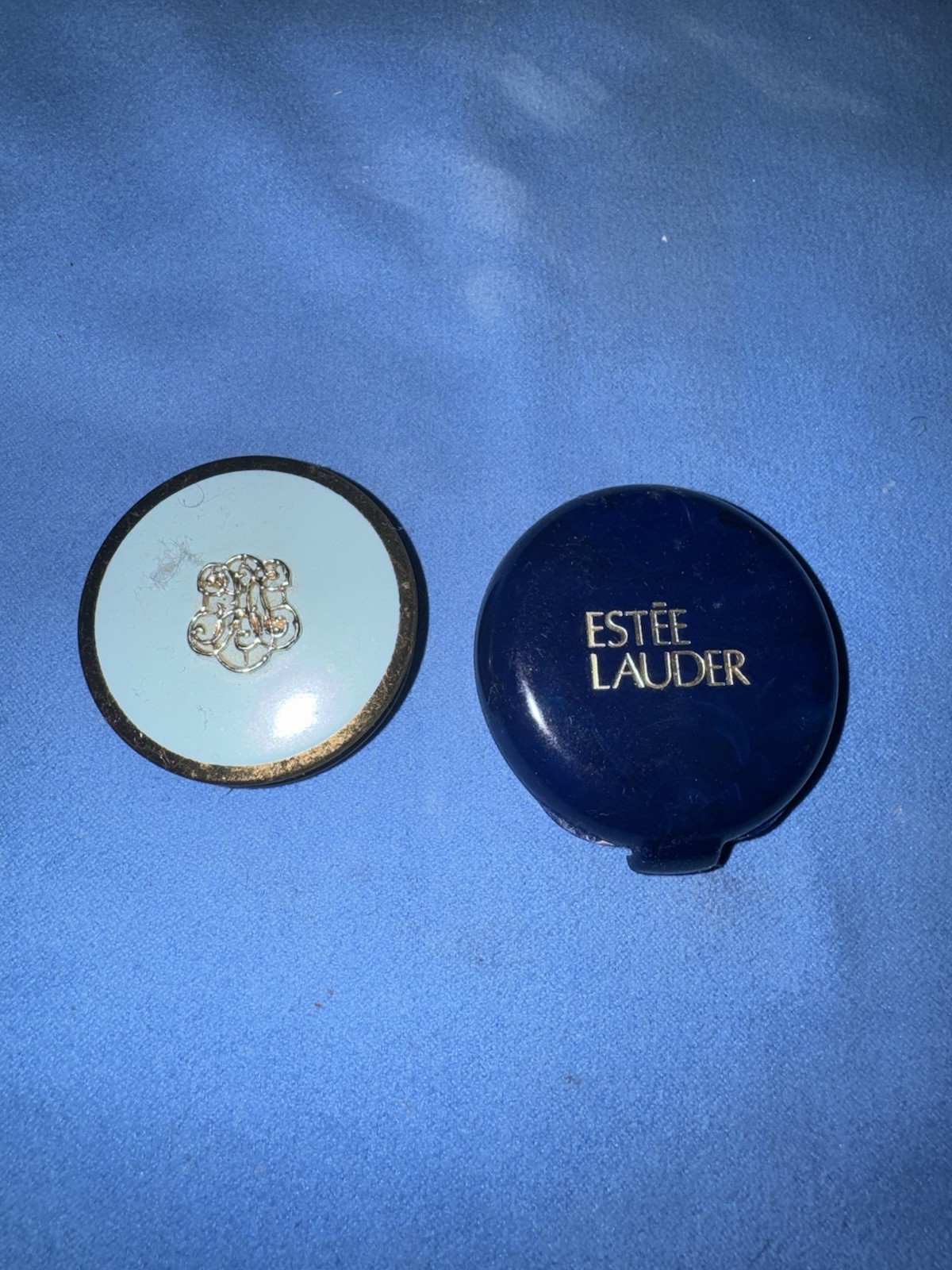 RARE Vintage Estée Lauder Compact Lot w/ Mirror French Turquoise & Rouge Coral