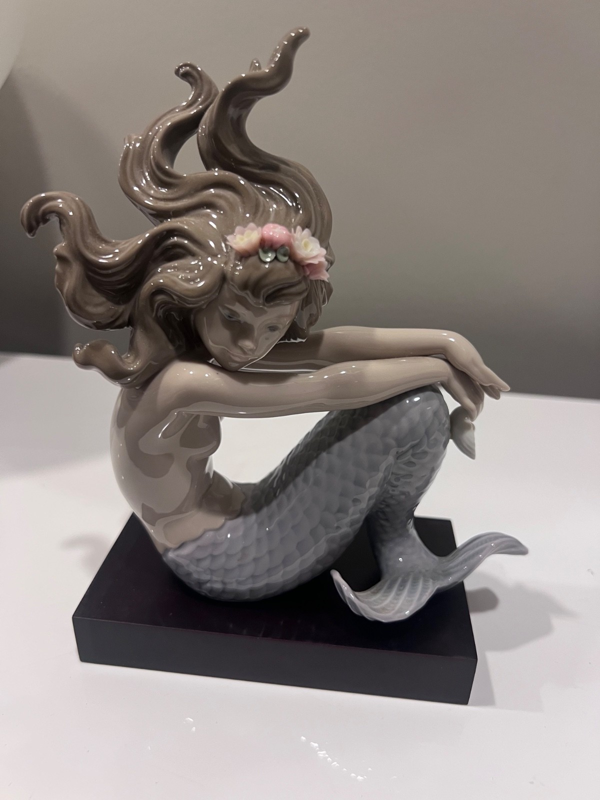 LLADRO illusion mermaid figurine 1413 wood base  and in MINT Original Box