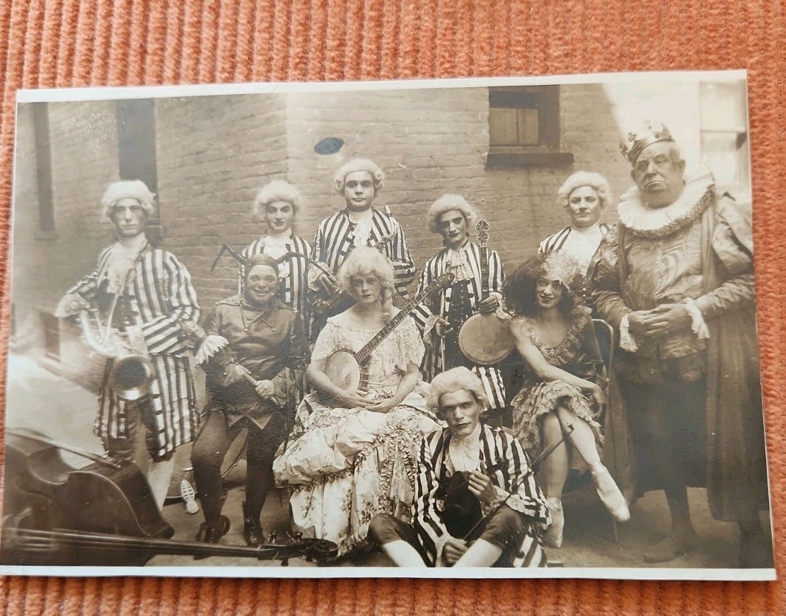 Vintage 1920's RPPC KODAK AZO Banjo Novelty Comedy Orchestra Troupe Postcard 