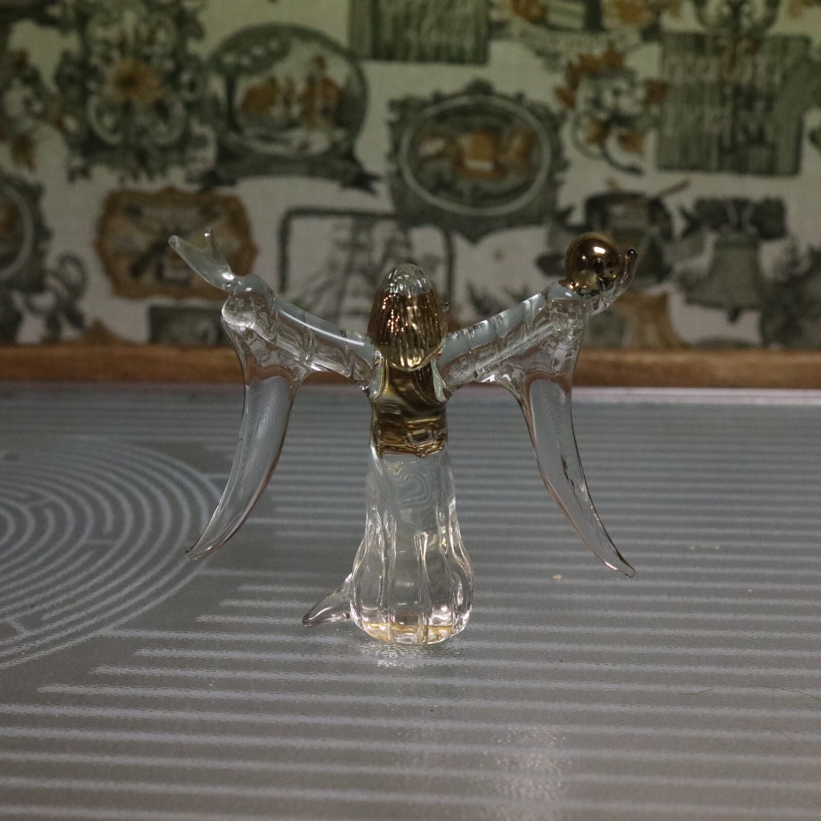 Glass Wizard Figurine With Crystal Ball Approx. 3 Inches Tall