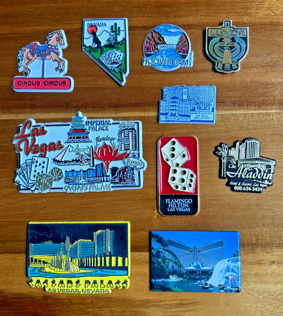 Lot of 10 Vintage Nevada & Las Vegas Rubber Metal Laminate Refrigerator Magnets