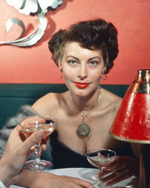 American actress Ava Gardner seen from point view dining companion- Old Photo