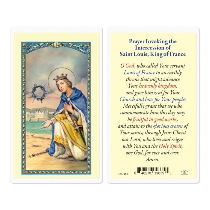 Saint Louis IX King of France Laminated Holy Card E24-481