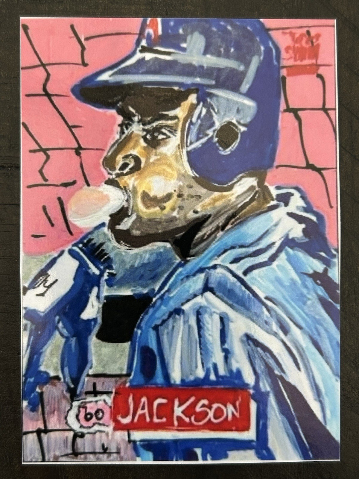 ACEO Sketch Trading Print Card 1995 TSC Bo Jackson Angels Blowing Bubble Gum Art