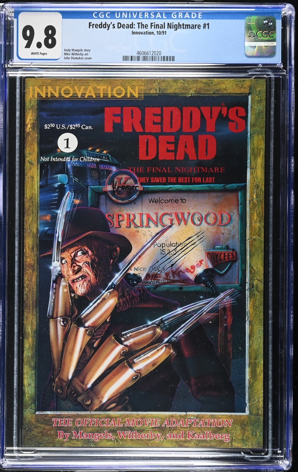 Freddy's Dead: The Final Nightmare #1 1991 CGC 9.8 NM/MT WHITE P Mangels Kreuger