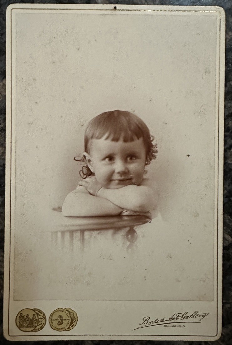 Antique 1890s Cabinet Card Child Photo Baker’s Art Gallery Columbus Ohio