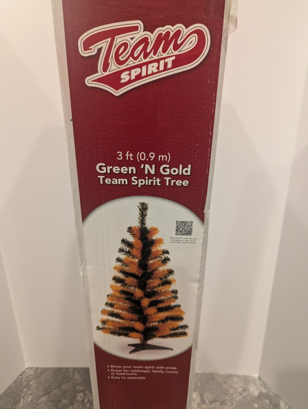 Vintage Team Spirit Green \'N Gold 3\' Christmas Tree- Green Bay Packers- Sealed