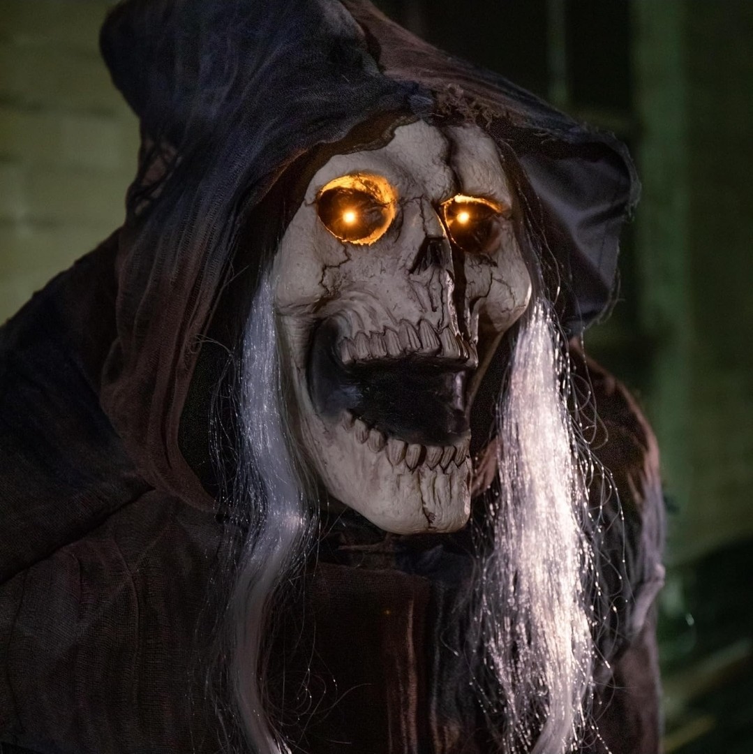 Halloween 6\' ft Lunging Grimm Reaper Animatronic Talks,Spooky Sounds & Moves NEW