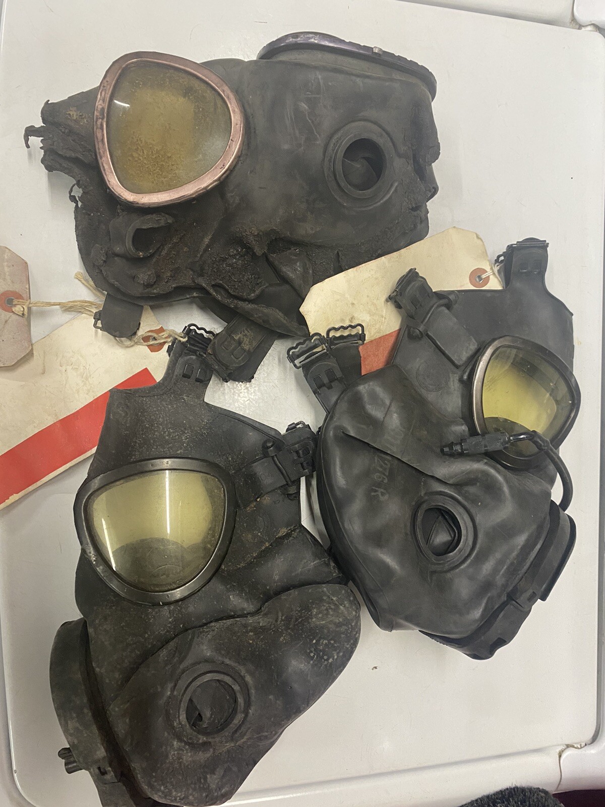 3 pack  M17 Gas Mask, used and abused-demil, cut and dirty