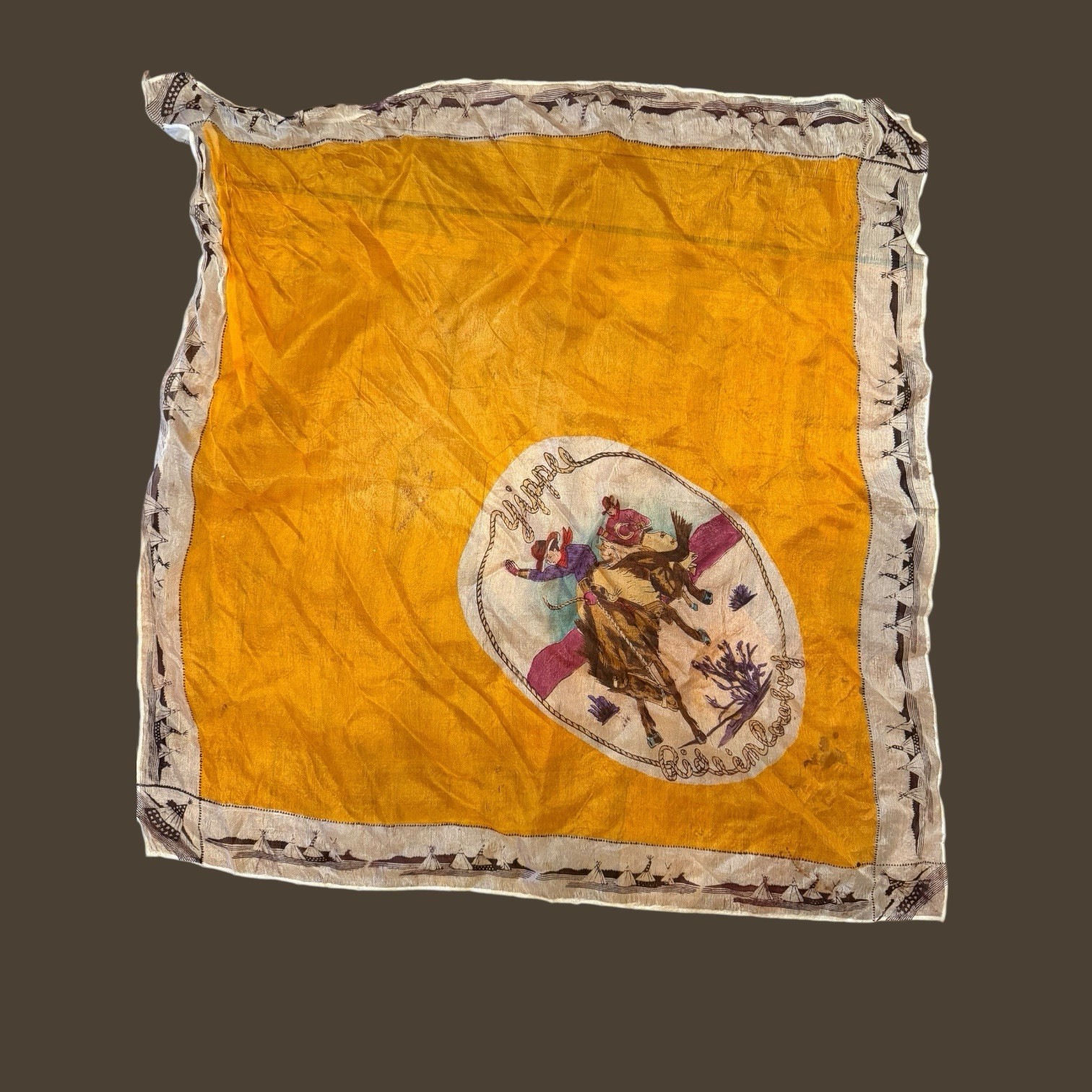 Vintage Western Scarf 1920s 1930s 40s Original YIPEE RIDE EM COWBOY