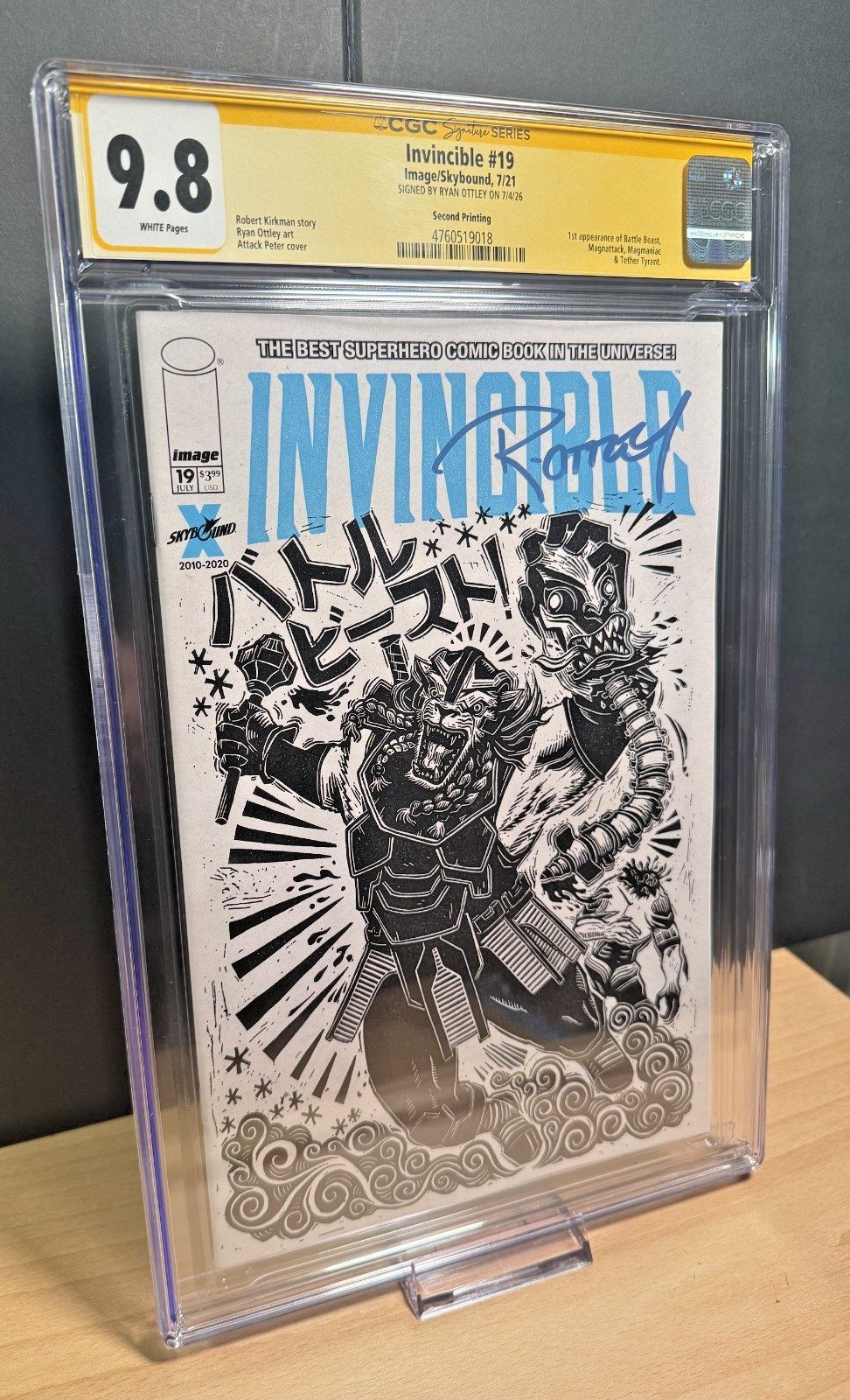Invincible #19 CGC SS 9.8 Ryan Ottley Signed 2nd Print 1st Battle Beast