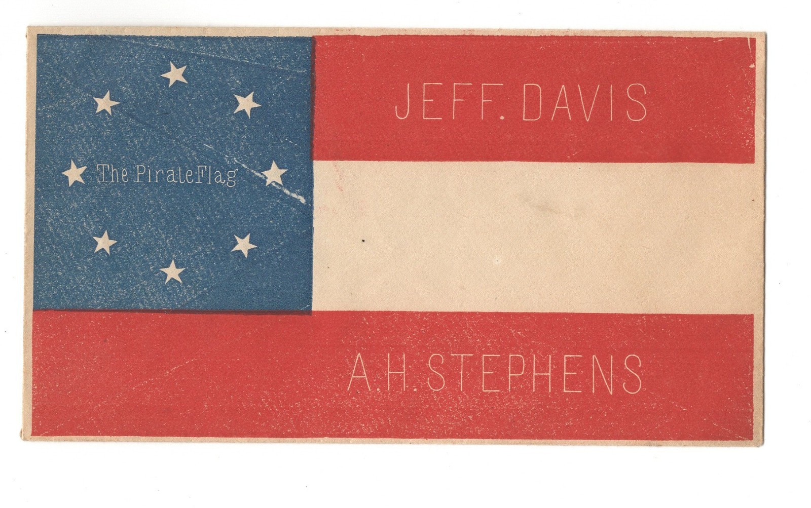 1860s CIVIL WAR JEFF DAVIS A.H. StTEPHENS 8 STAR PIRATE FLAG ENVELOPE COVER