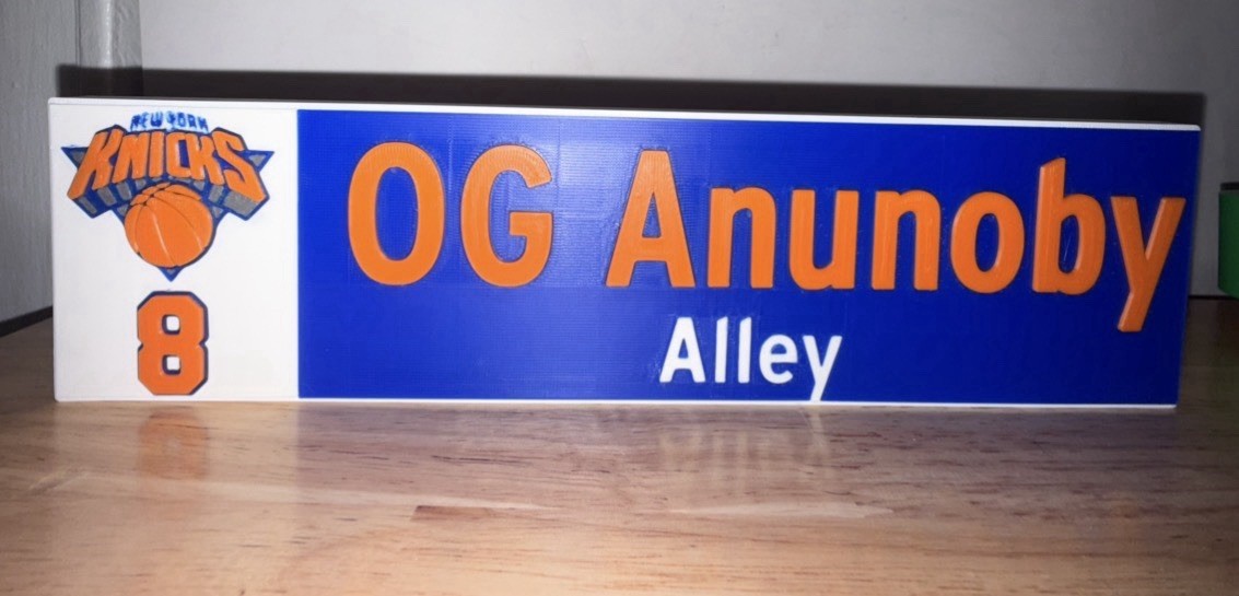 OG Anunoby alley 3D Street Sign New York Knicks NY Miracle Shot Finals Gift