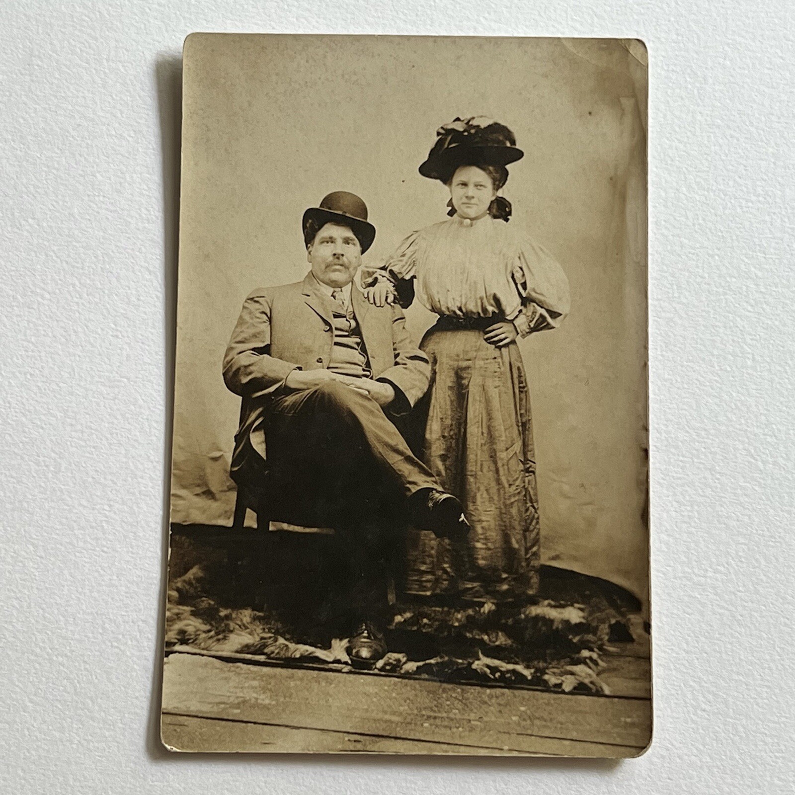 Antique RPPC Real Photograph Postcard Lovely Fashionable Couple Man & Woman
