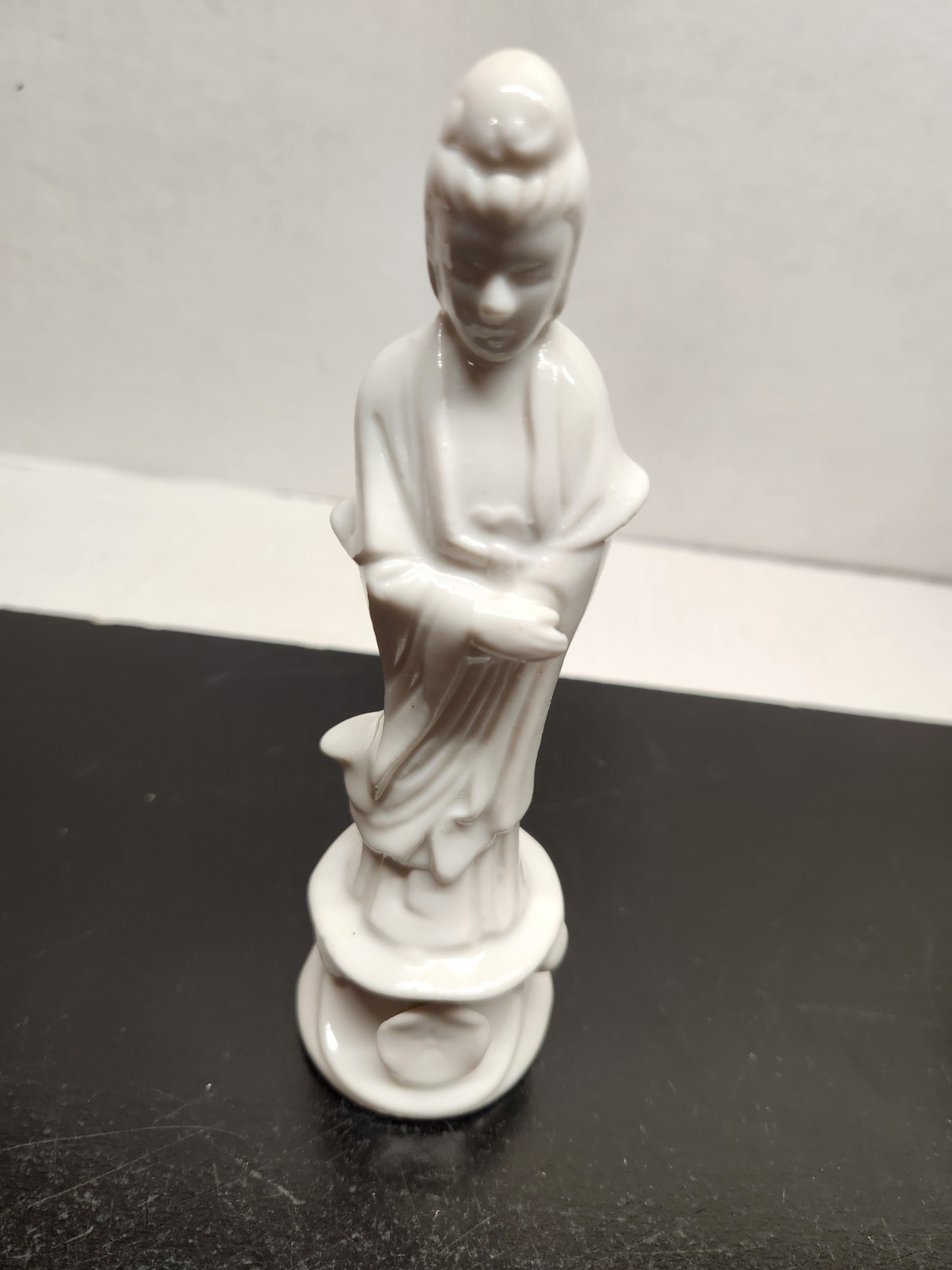 Oriental White Porcelain Figurine in Robes - Over 6 Inches Tall
