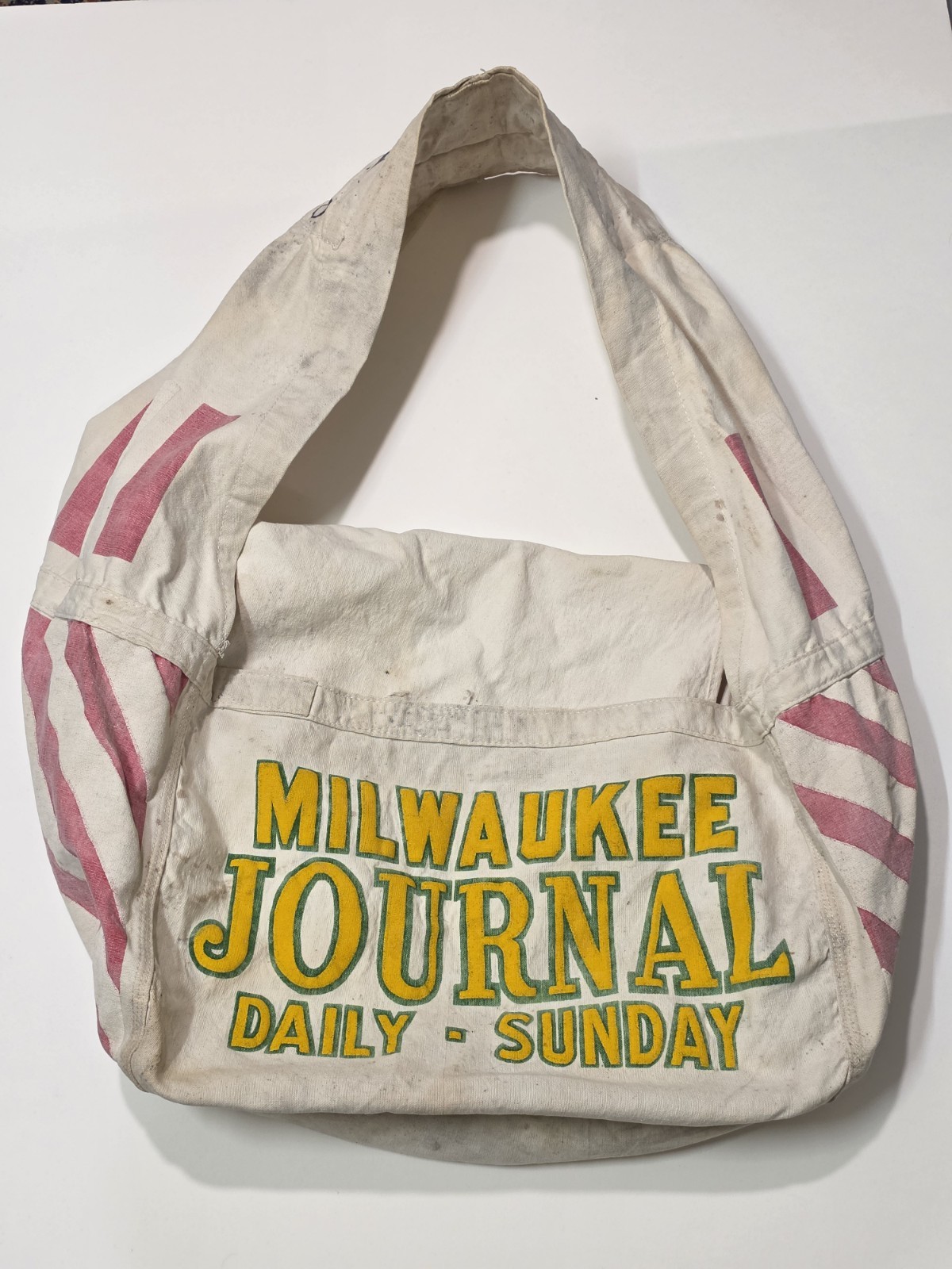 Vintage 1960s Milwaukee Sentinel Newspaper Paperboy Delivery Canvas Bag  
