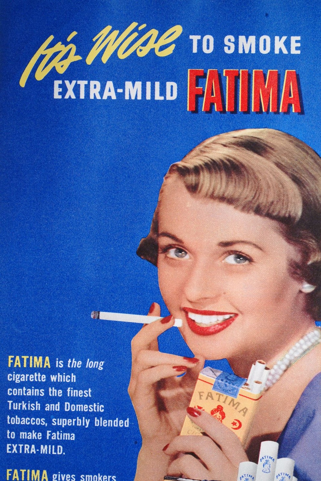 Vintage Fatima Cigarettes Poster - 1940s Ad Art Print 🖼️ 24x36” - Rare Reprint