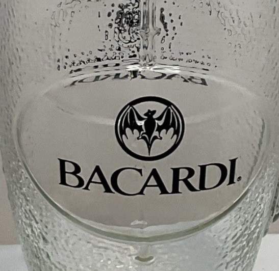 Bacardi Rum Football Shaped 20oz Drinking Glass With Iconic Bat Logo