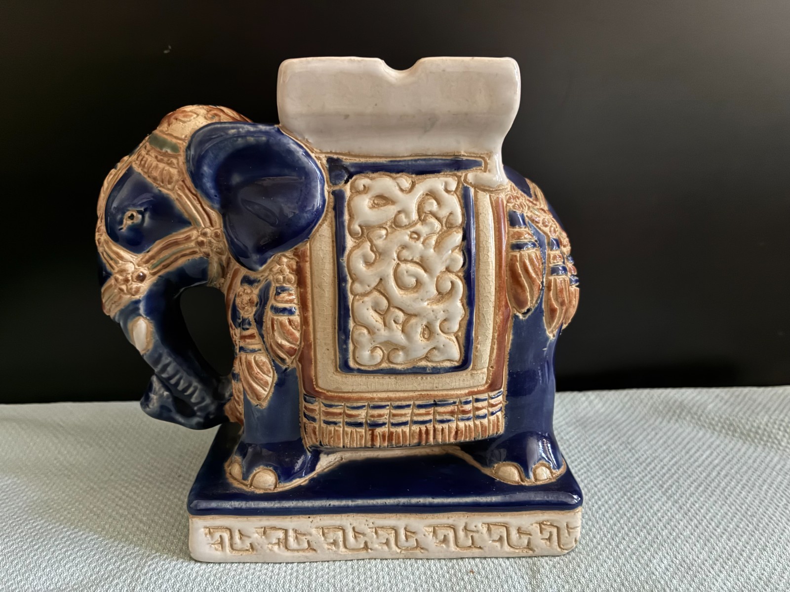 Vintage glazed ceramic /porcelain elephant