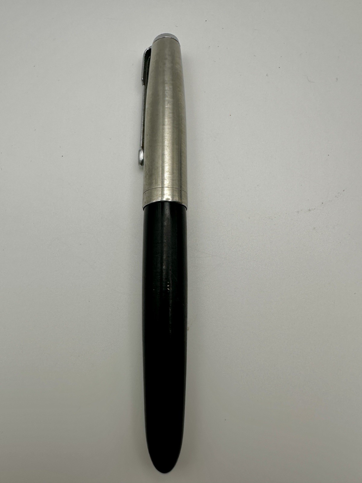 Parker 51 Fountain Pen Black and Brushed Steel Cap Vintage 