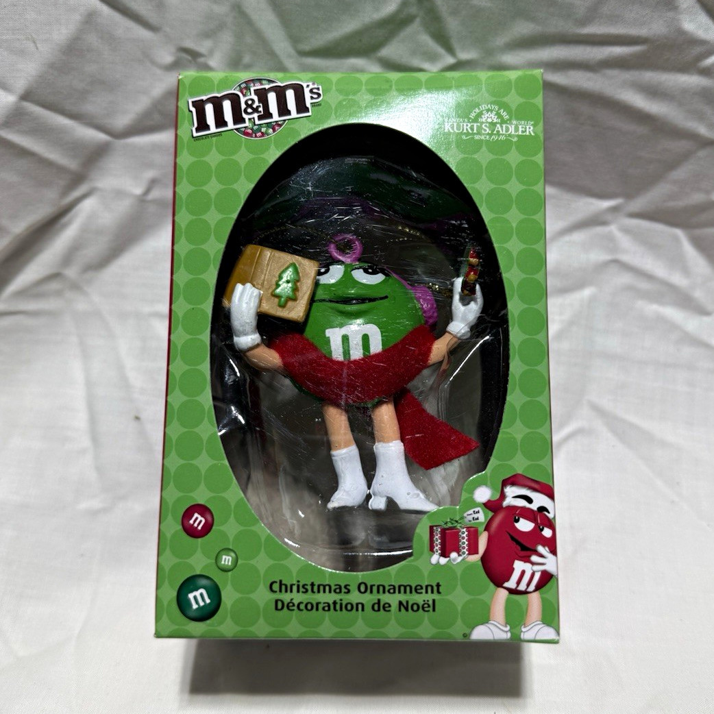 M&M\'s Green Character Christmas Ornament Red & Green Candy & Nuts Theme