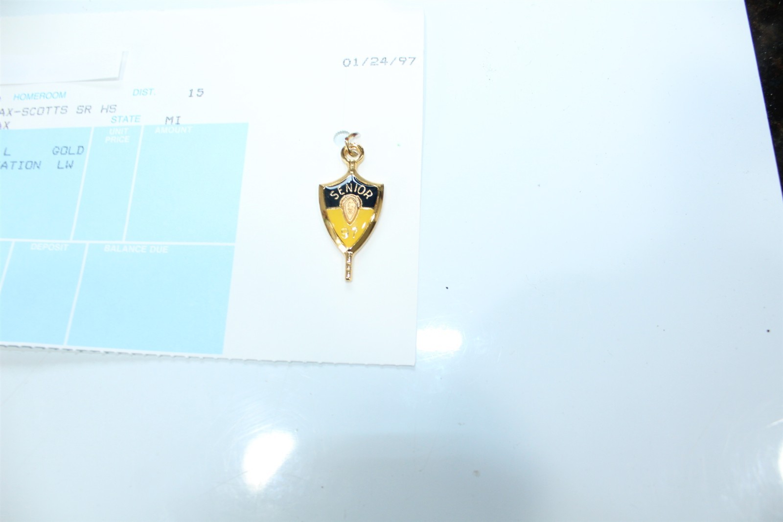 Vintage 1997 Monogrammed L.W. Graduation Key Gold-Plated 