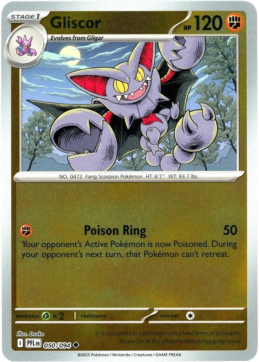 PFL Gliscor Reverse Holofoil 050/094 U NM